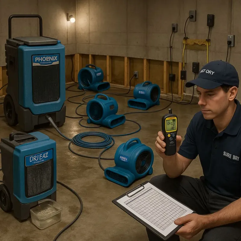 Structural Drying and Dehumidification process in Roma-Los Saenz, TX